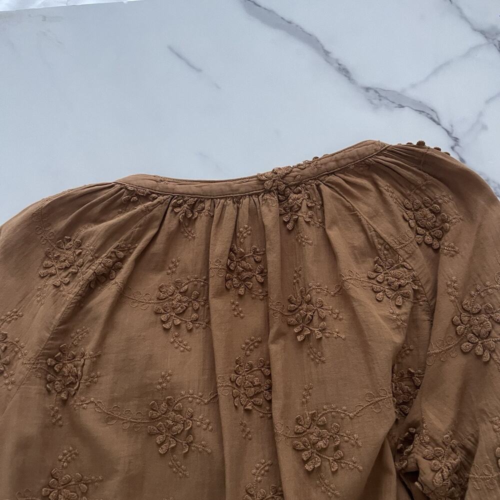 Driftwood Peasant blouse with tassel brown size Small boho chic festival Western - Picture 7 of 9